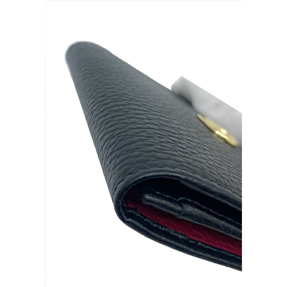 GUCCI GG Marmont Double Leather Card Case Wallet Black Red - Picture 8 of 8